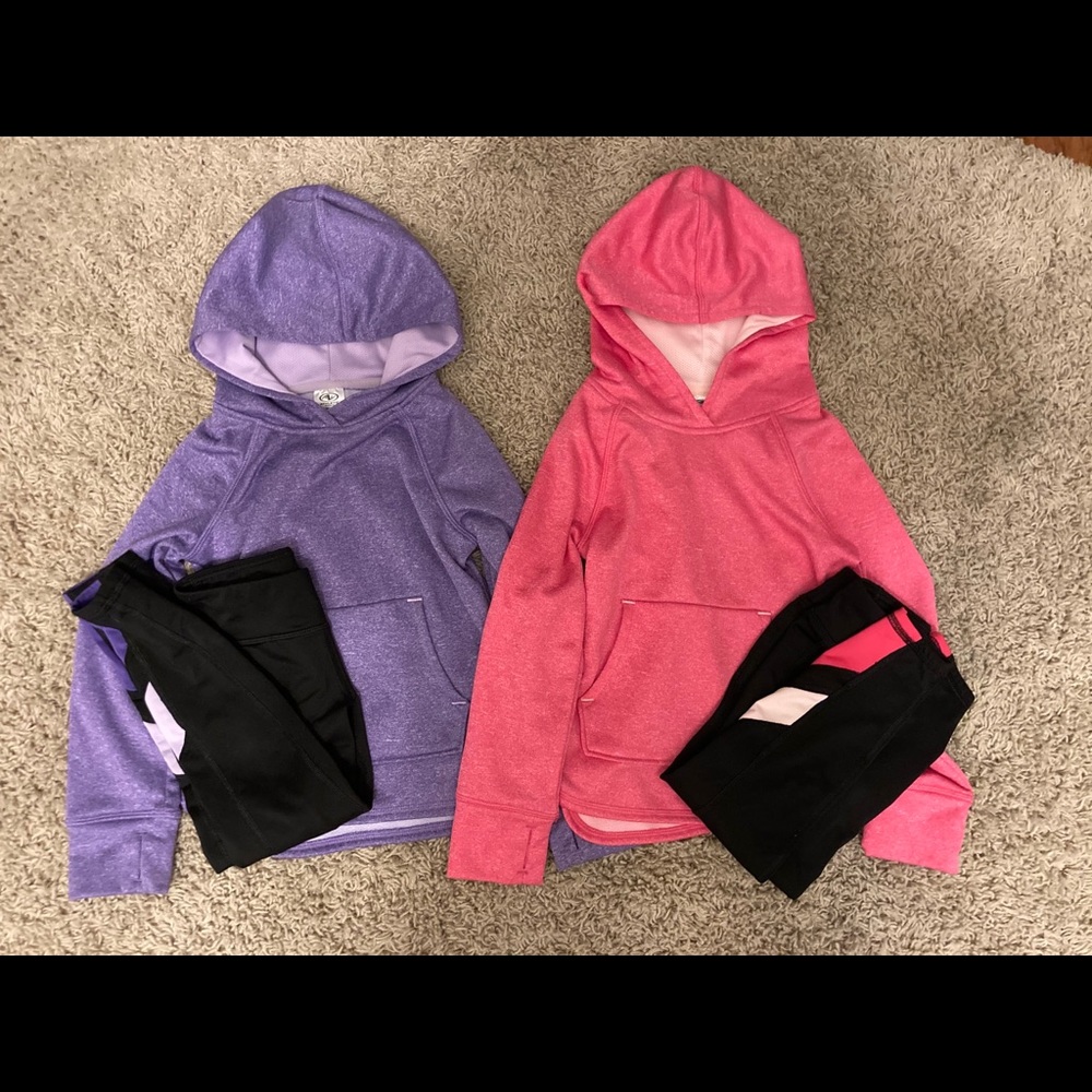 Two hoodie/leggings outfits size 4/5